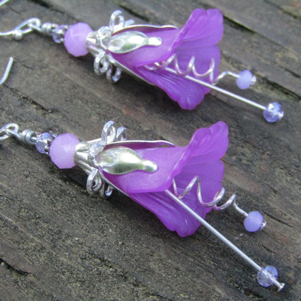 Flower Earrings Purple
